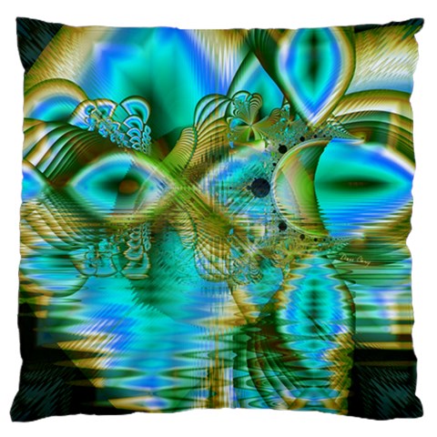 Crystal Gold Peacock, Abstract Mystical Lake Standard Flano Cushion Case (One Side) from ArtsNow.com Front