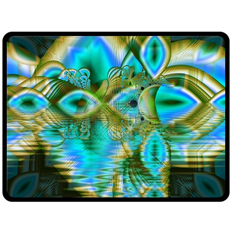 Crystal Gold Peacock, Abstract Mystical Lake Fleece Blanket (Large)  from ArtsNow.com 80 x60  Blanket Front