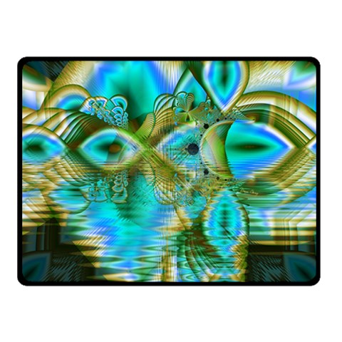 Crystal Gold Peacock, Abstract Mystical Lake Double Sided Fleece Blanket (Small)  from ArtsNow.com 45 x34  Blanket Front