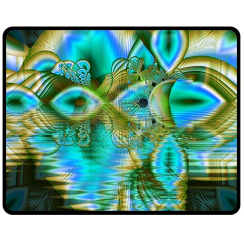 Crystal Gold Peacock, Abstract Mystical Lake Double Sided Fleece Blanket (Medium)  from ArtsNow.com 58.8 x47.4  Blanket Back