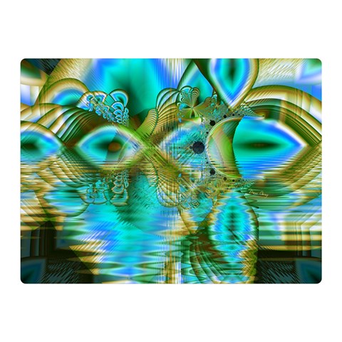 Crystal Gold Peacock, Abstract Mystical Lake Double Sided Flano Blanket (Mini)  from ArtsNow.com 35 x27  Blanket Back