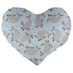 Manatees Large 19  Premium Heart Shape Cushion