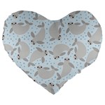 Manatees Large 19  Premium Flano Heart Shape Cushion