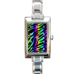 Zebra Rainbow Rectangle Italian Charm Watch