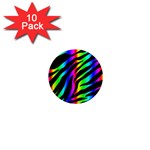 Zebra Rainbow 1  Mini Magnet (10 pack) 