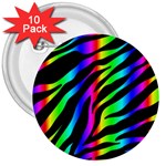 Zebra Rainbow 3  Button (10 pack)