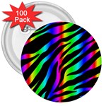 Zebra Rainbow 3  Button (100 pack)