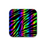 Zebra Rainbow Rubber Coaster (Square)