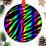 Zebra Rainbow Round Ornament (Two Sides)