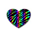 Zebra Rainbow Rubber Heart Coaster (4 pack)