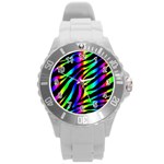 Zebra Rainbow Round Plastic Sport Watch (L)