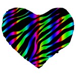 Zebra Rainbow Large 19  Premium Heart Shape Cushion