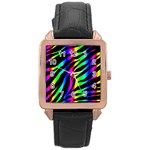 Zebra Rainbow Rose Gold Leather Watch 