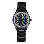 Zebra Rainbow Stainless Steel Round Watch