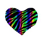 Zebra Rainbow Standard 16  Premium Flano Heart Shape Cushion 