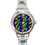 Zebra Rainbow Round Italian Charm Watch