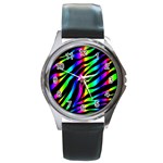 Zebra Rainbow Round Metal Watch