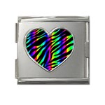 Zebra Rainbow Mega Link Heart Italian Charm (18mm)