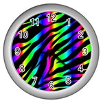 Zebra Rainbow Wall Clock (Silver)