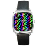 Zebra Rainbow Square Metal Watch