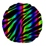 Zebra Rainbow Large 18  Premium Round Cushion 