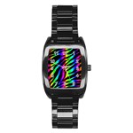 Zebra Rainbow Stainless Steel Barrel Watch