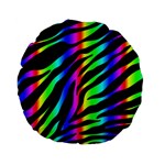 Zebra Rainbow Standard 15  Premium Flano Round Cushion 