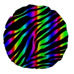 Zebra Rainbow Large 18  Premium Flano Round Cushion 