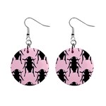 Pink Roaches 1  Button Earrings