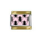 Pink Roaches Gold Trim Italian Charm (9mm)