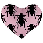 Pink Roaches Large 19  Premium Flano Heart Shape Cushion