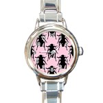 Pink Roaches Round Italian Charm Watch