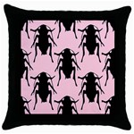 Pink Roaches Throw Pillow Case (Black)