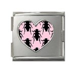 Pink Roaches Mega Link Heart Italian Charm (18mm)