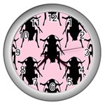 Pink Roaches Wall Clock (Silver)