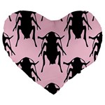 Pink Roaches Large 19  Premium Heart Shape Cushion