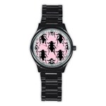 Pink Roaches Stainless Steel Round Watch