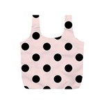 Polka Dots - Black on Misty Rose Pink Full Print Recycle Bag (S)