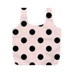 Polka Dots - Black on Misty Rose Pink Full Print Recycle Bag (M)