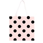 Polka Dots - Black on Misty Rose Pink Grocery Light Tote Bag