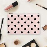 Polka Dots - Black on Misty Rose Pink Cosmetic Bag (M)