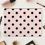 Polka Dots - Black on Misty Rose Pink Cosmetic Bag (XL)