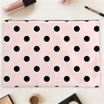 Polka Dots - Black on Misty Rose Pink Cosmetic Bag (XXL)