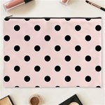 Polka Dots - Black on Misty Rose Pink Cosmetic Bag (XXXL)