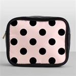 Polka Dots - Black on Misty Rose Pink Mini Toiletries Bag (One Side)