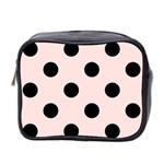 Polka Dots - Black on Misty Rose Pink Mini Toiletries Bag (Two Sides)