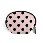 Polka Dots - Black on Misty Rose Pink Accessory Pouch (Small)