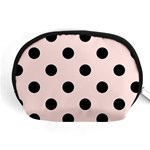 Polka Dots - Black on Misty Rose Pink Accessory Pouch (Medium)