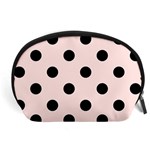 Polka Dots - Black on Misty Rose Pink Accessory Pouch (Large)