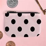 Polka Dots - Black on Misty Rose Pink Mini Coin Purse